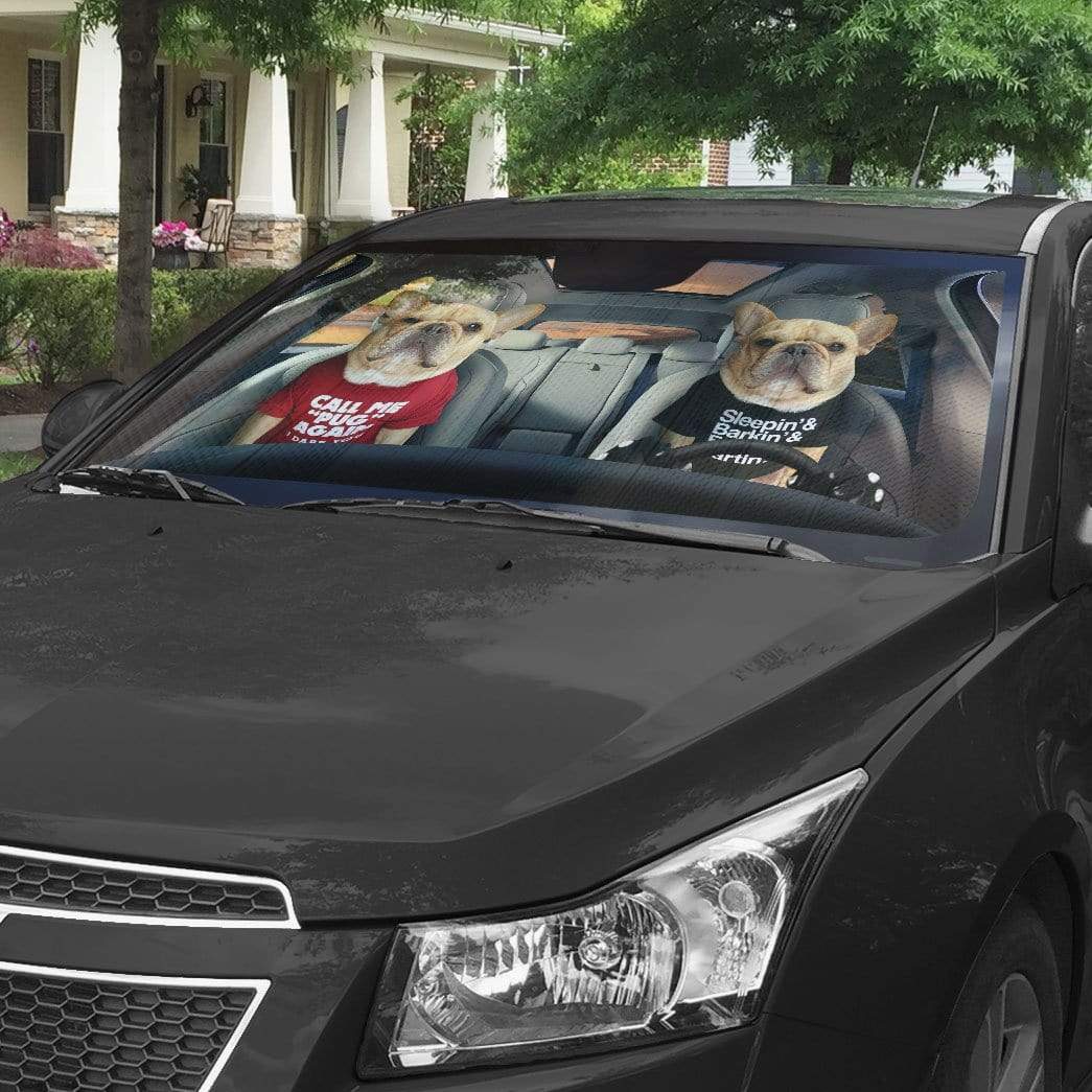 Gearhumans 3D Call Me Pug Again Bulldog Custom Car Auto Sunshade