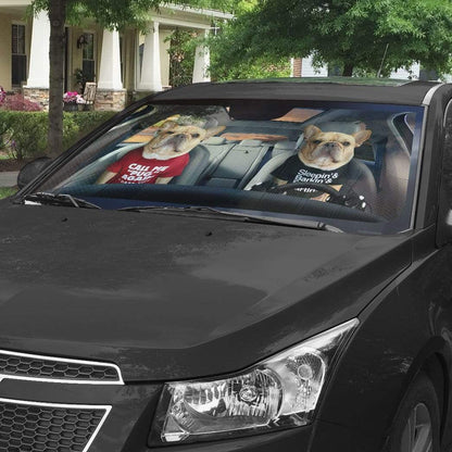 Gearhumans 3D Call Me Pug Again Bulldog Custom Car Auto Sunshade