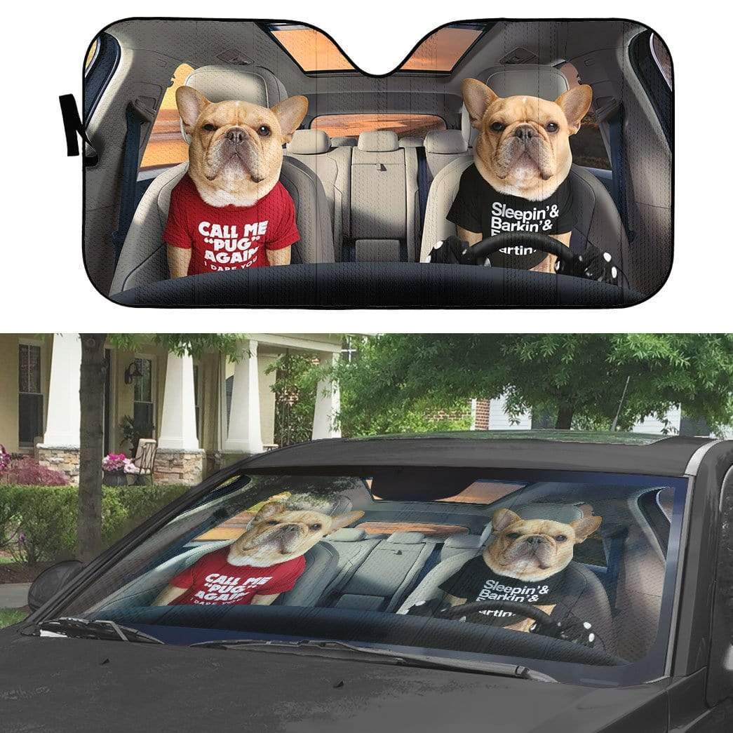 Gearhumans 3D Call Me Pug Again Bulldog Custom Car Auto Sunshade