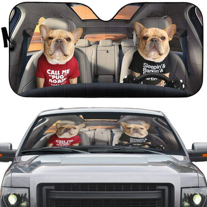 Gearhumans 3D Call Me Pug Again Bulldog Custom Car Auto Sunshade