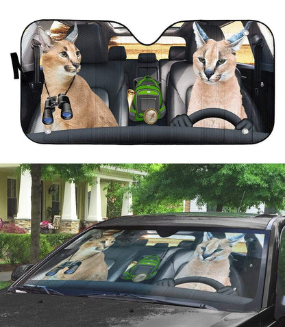 Gearhumans 3D Caracal Cat Custom Car Auto Sunshade