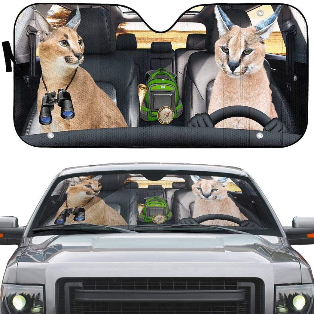 Gearhumans 3D Caracal Cat Custom Car Auto Sunshade