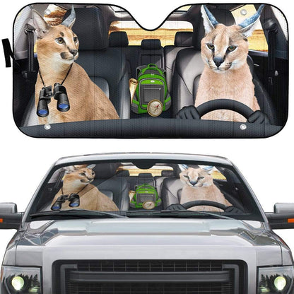 Gearhumans 3D Caracal Cat Custom Car Auto Sunshade