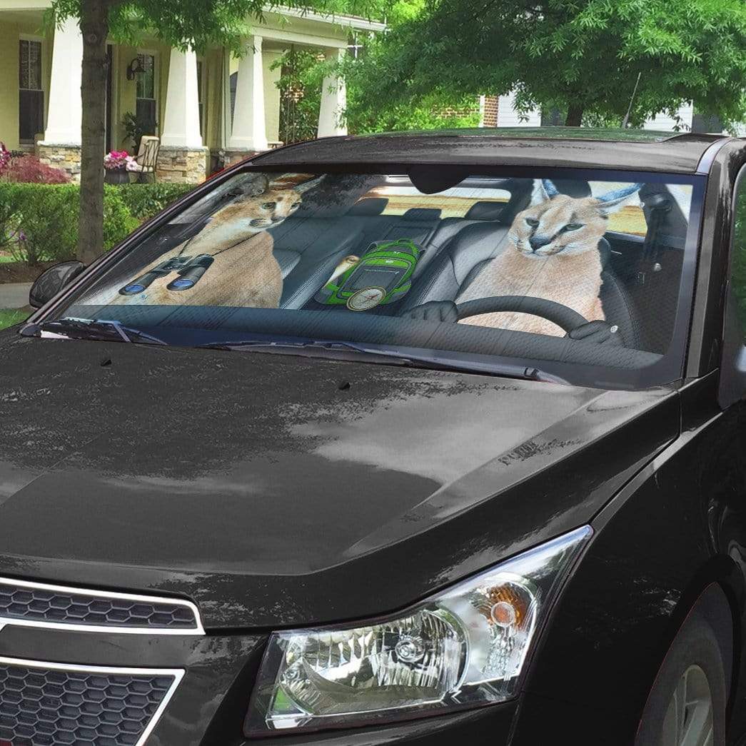 Gearhumans 3D Caracal Cat Custom Car Auto Sunshade