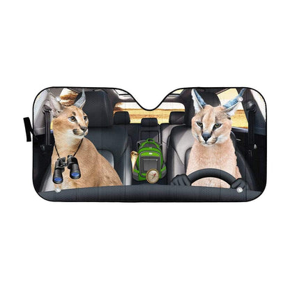Gearhumans 3D Caracal Cat Custom Car Auto Sunshade