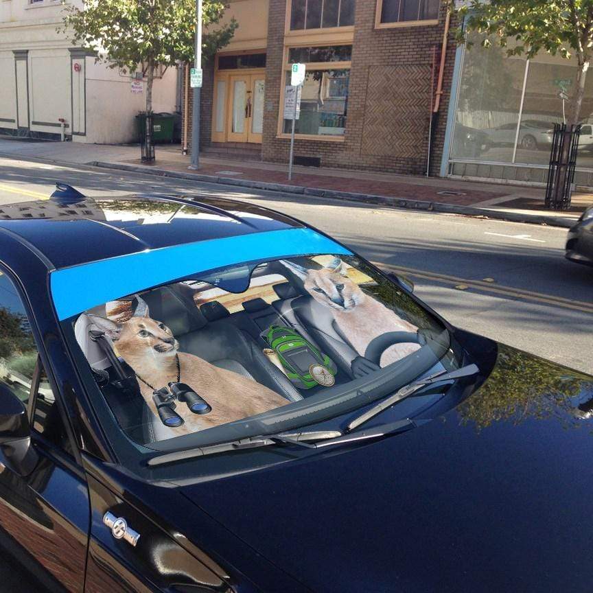 Gearhumans 3D Caracal Cat Custom Car Auto Sunshade