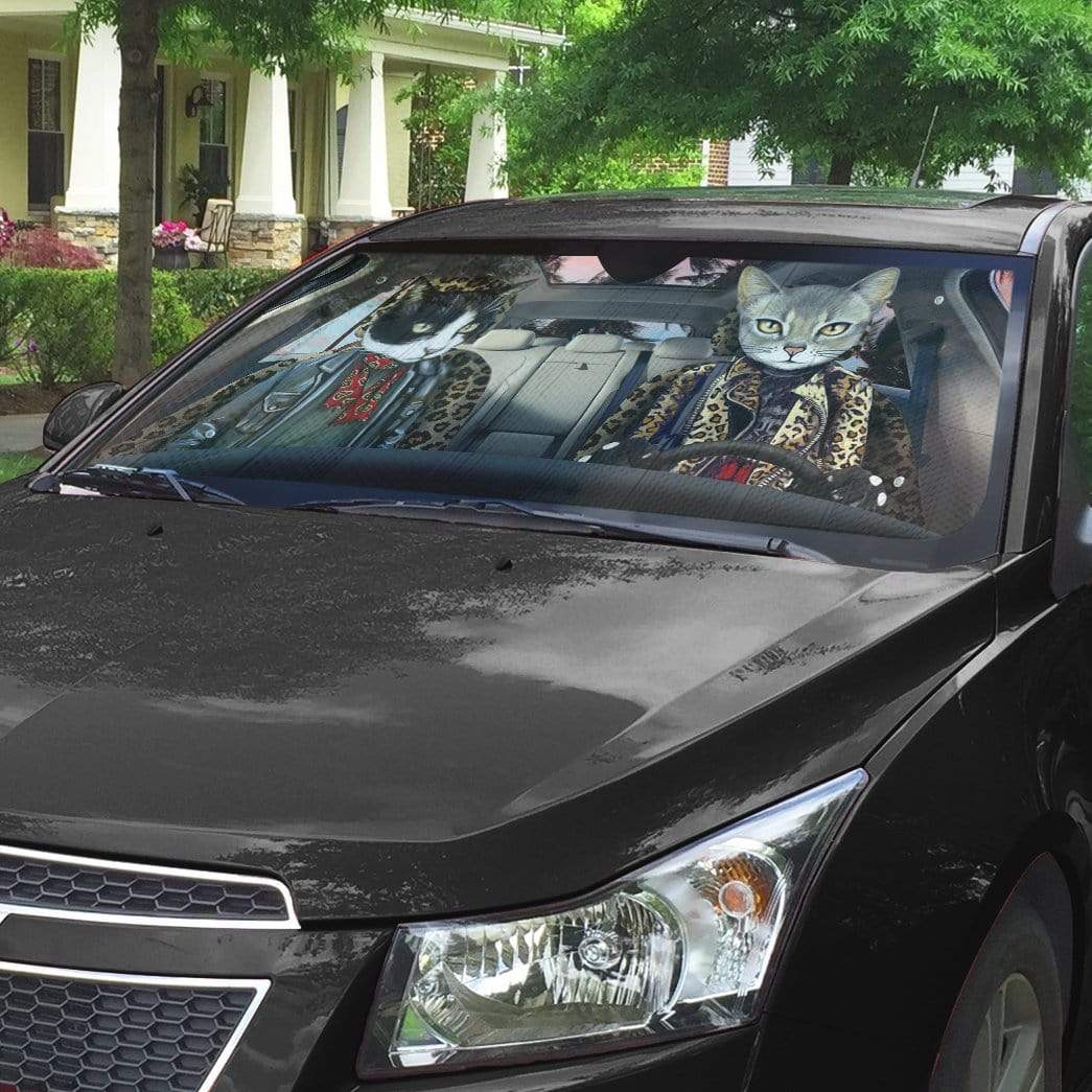 Gearhumans 3D Cat Band Custom Car Auto Sunshade