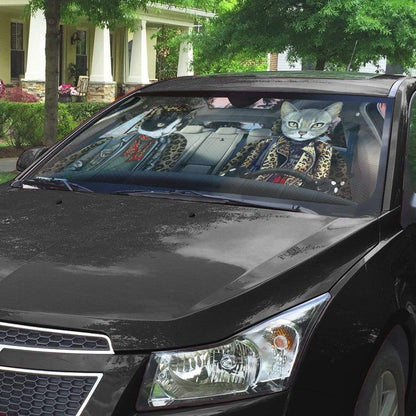Gearhumans 3D Cat Band Custom Car Auto Sunshade