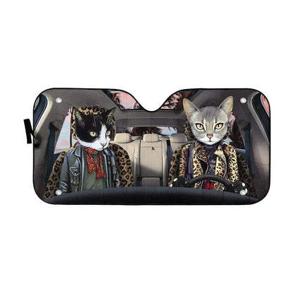 Gearhumans 3D Cat Band Custom Car Auto Sunshade