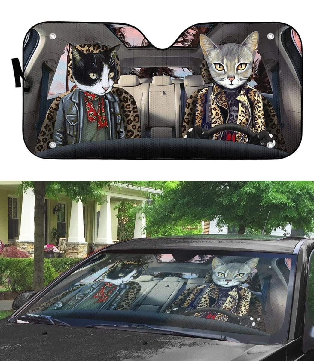 Gearhumans 3D Cat Band Custom Car Auto Sunshade