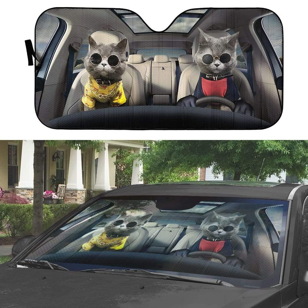 Gearhumans 3D Chartreux Cats Custom Car Auto Sunshade