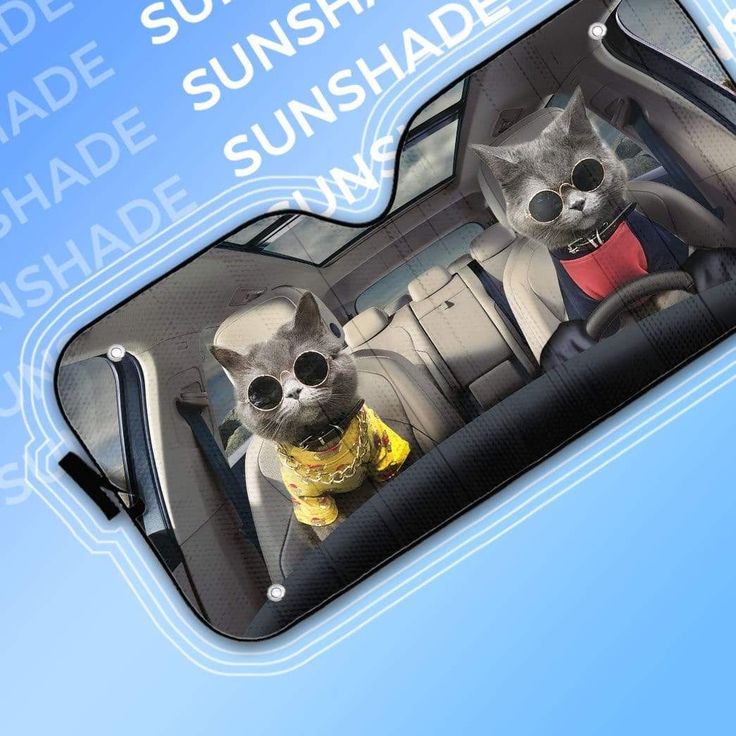 Gearhumans 3D Chartreux Cats Custom Car Auto Sunshade