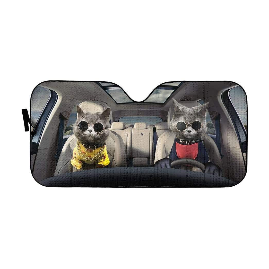 Gearhumans 3D Chartreux Cats Custom Car Auto Sunshade