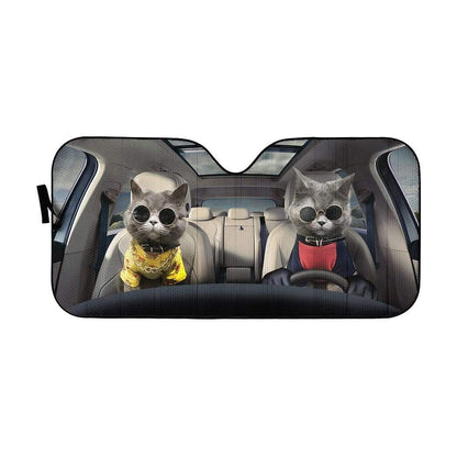 Gearhumans 3D Chartreux Cats Custom Car Auto Sunshade