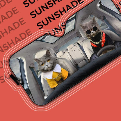 Gearhumans 3D Chartreux Couple Cats Custom Car Auto Sunshade