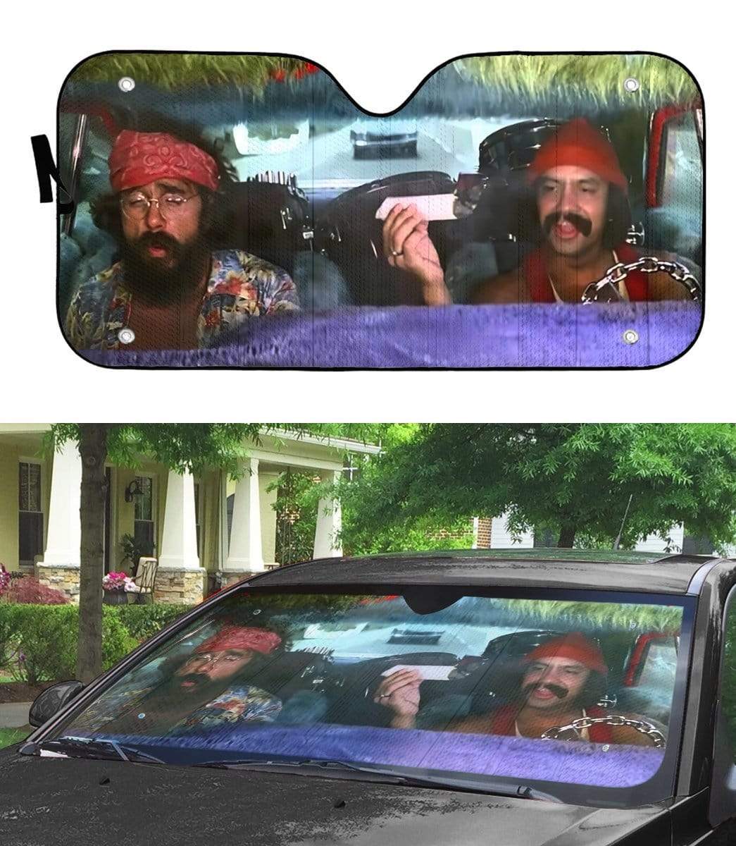 Gearhumans 3D Cheech And Chong Up In Smoke Custom Car Auto Sunshade