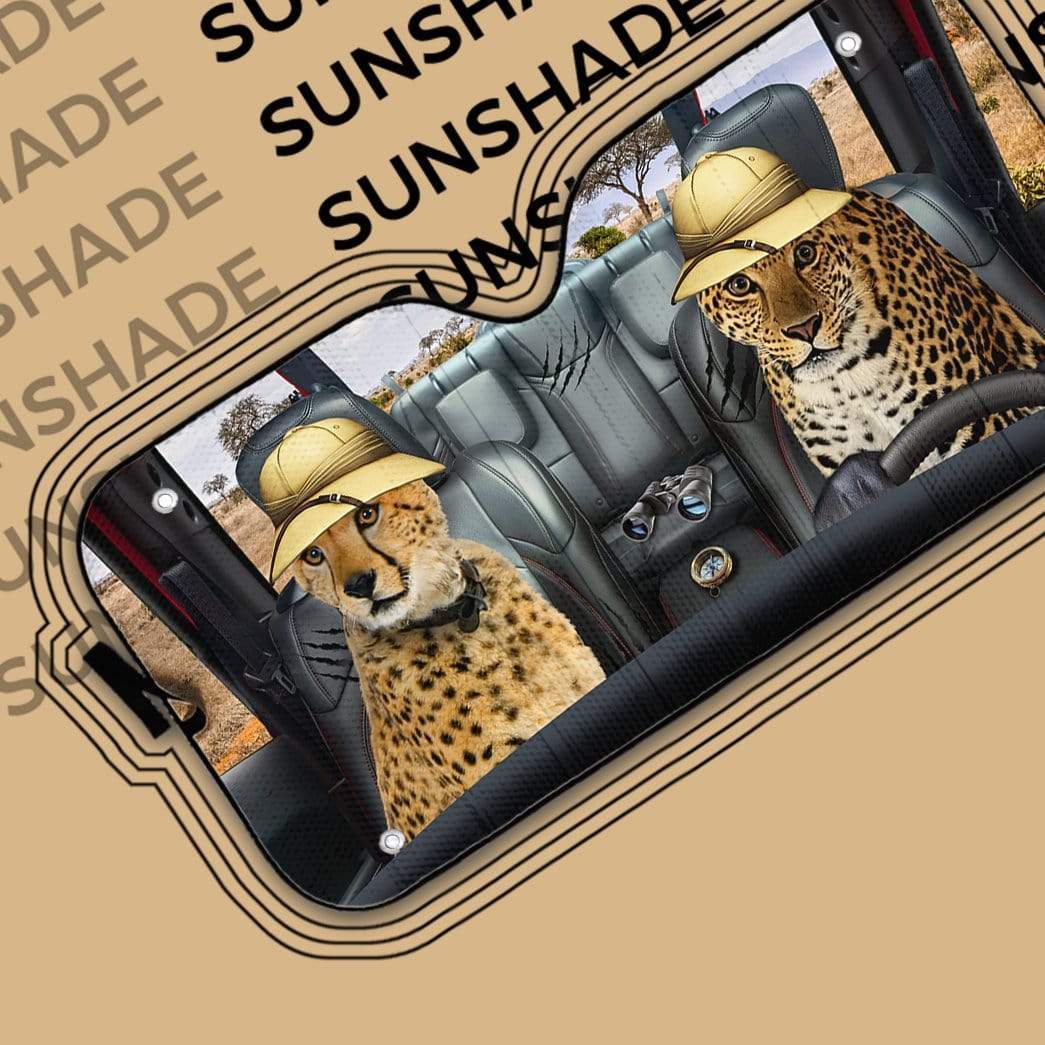 Gearhumans 3D Cheetah and Leopard Safari Custom Car Auto Sunshade