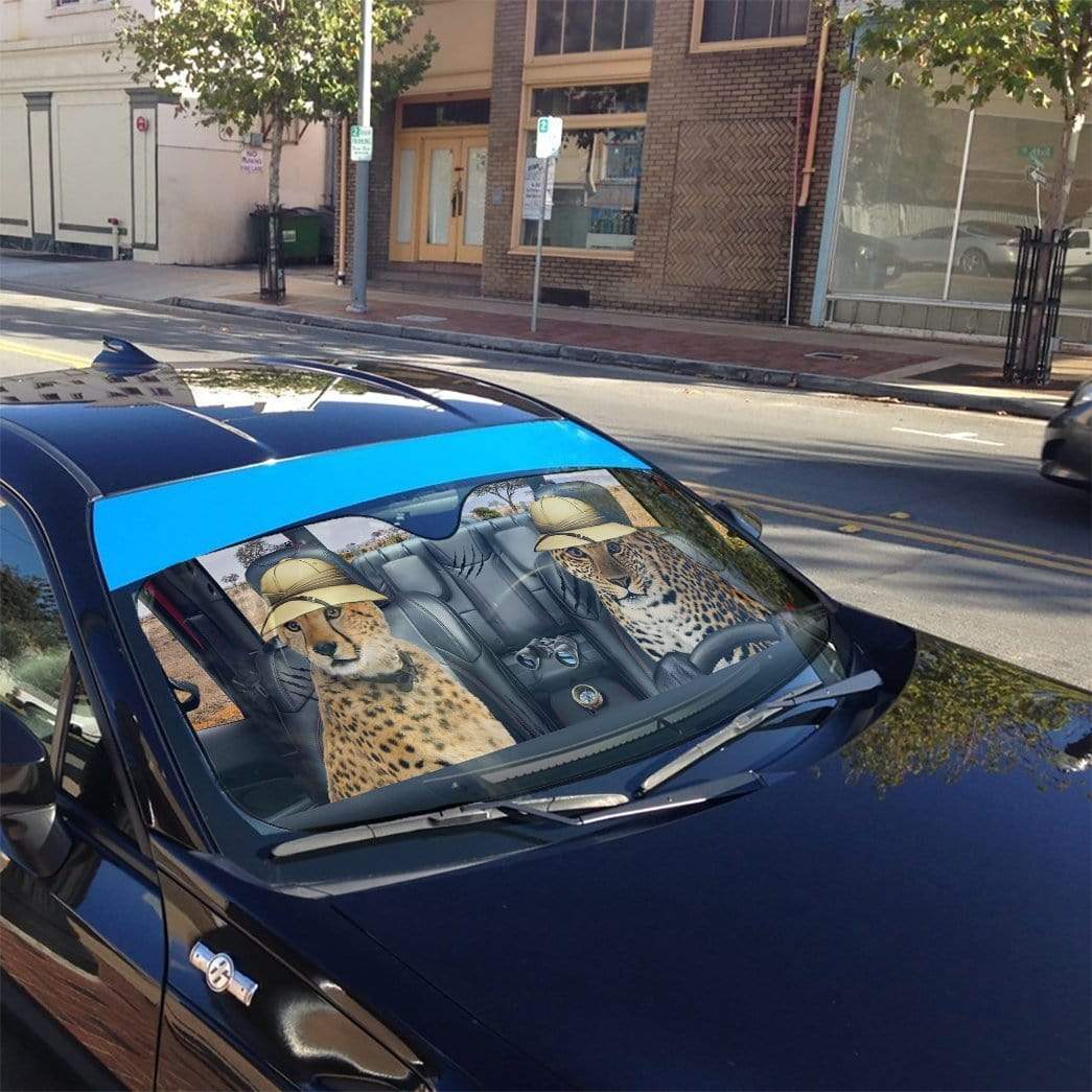 Gearhumans 3D Cheetah and Leopard Safari Custom Car Auto Sunshade