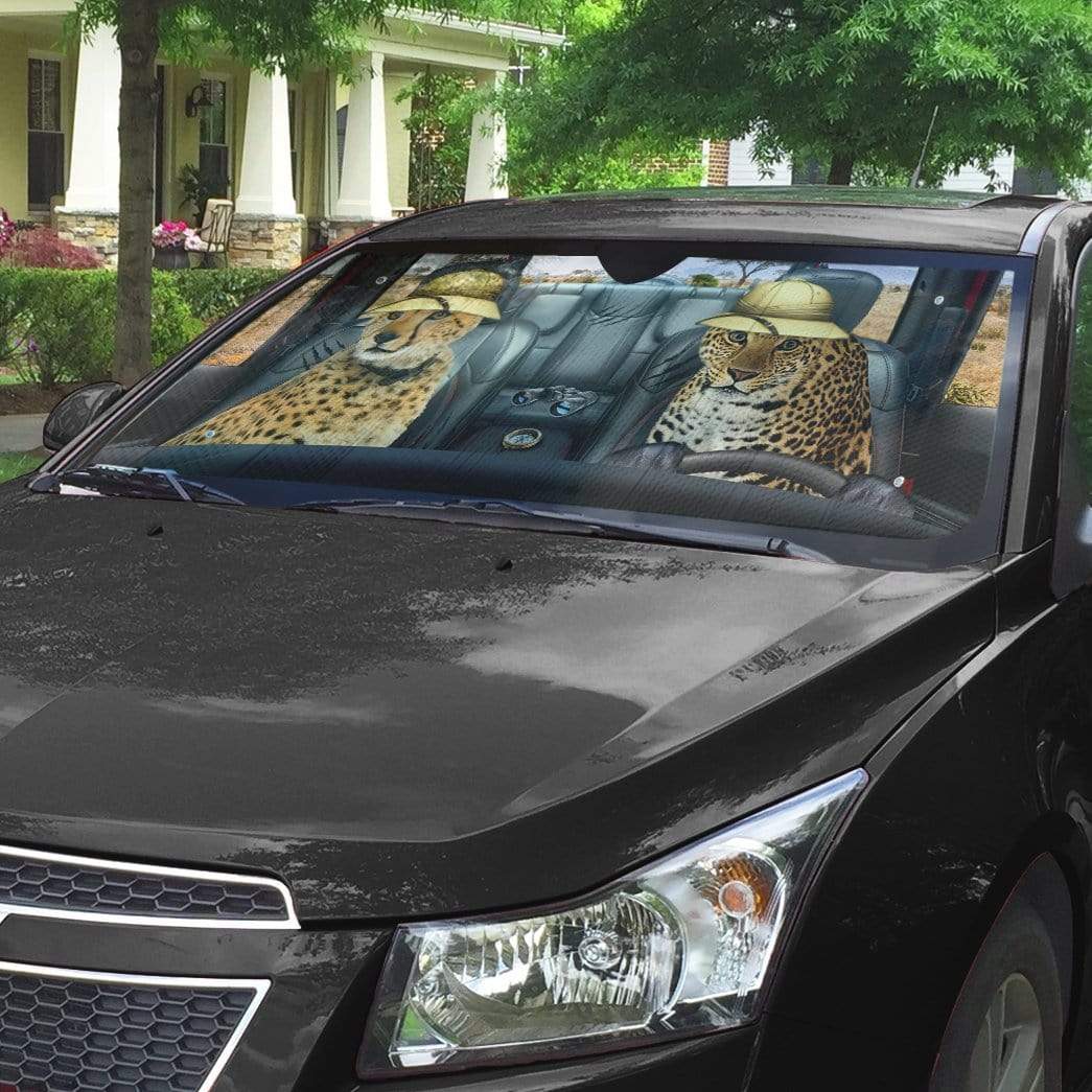 Gearhumans 3D Cheetah and Leopard Safari Custom Car Auto Sunshade
