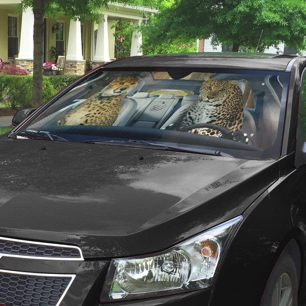 Gearhumans 3D Cheetah & Leopard Custom Car Auto Sunshade