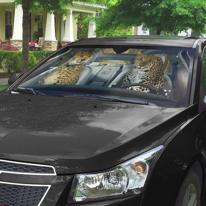 Gearhumans 3D Cheetah & Leopard Custom Car Auto Sunshade