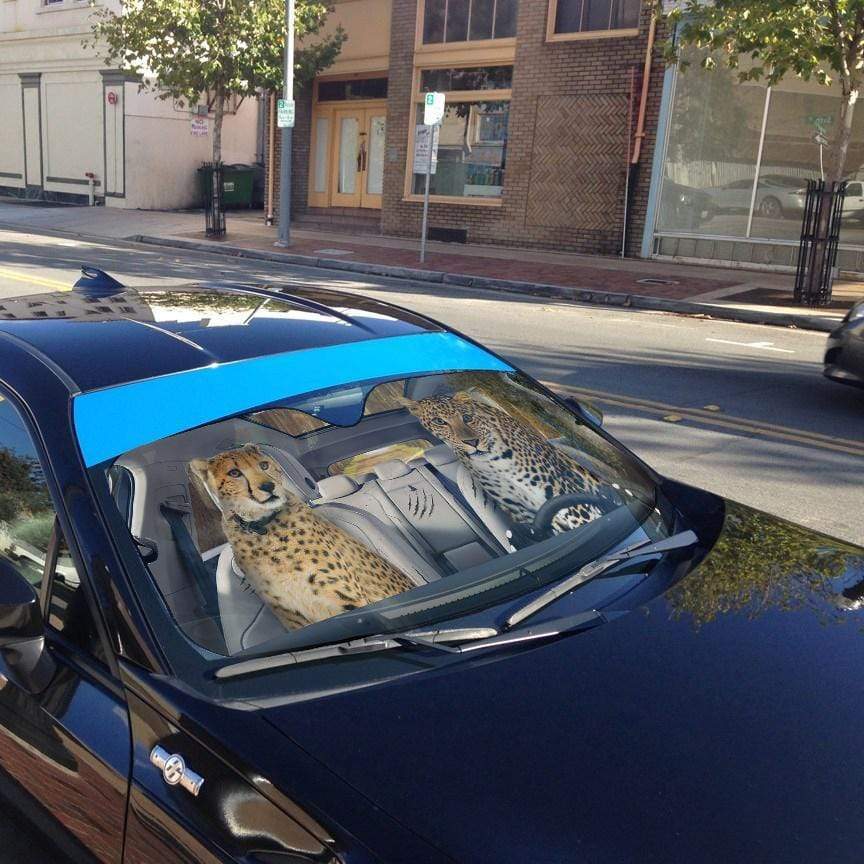 Gearhumans 3D Cheetah & Leopard Custom Car Auto Sunshade