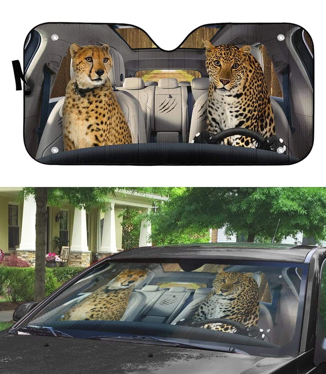 Gearhumans 3D Cheetah & Leopard Custom Car Auto Sunshade
