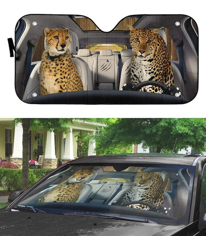 Gearhumans 3D Cheetah & Leopard Custom Car Auto Sunshade