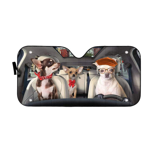 Gearhumans 3D Chihuahua Custom Car Auto Sunshade