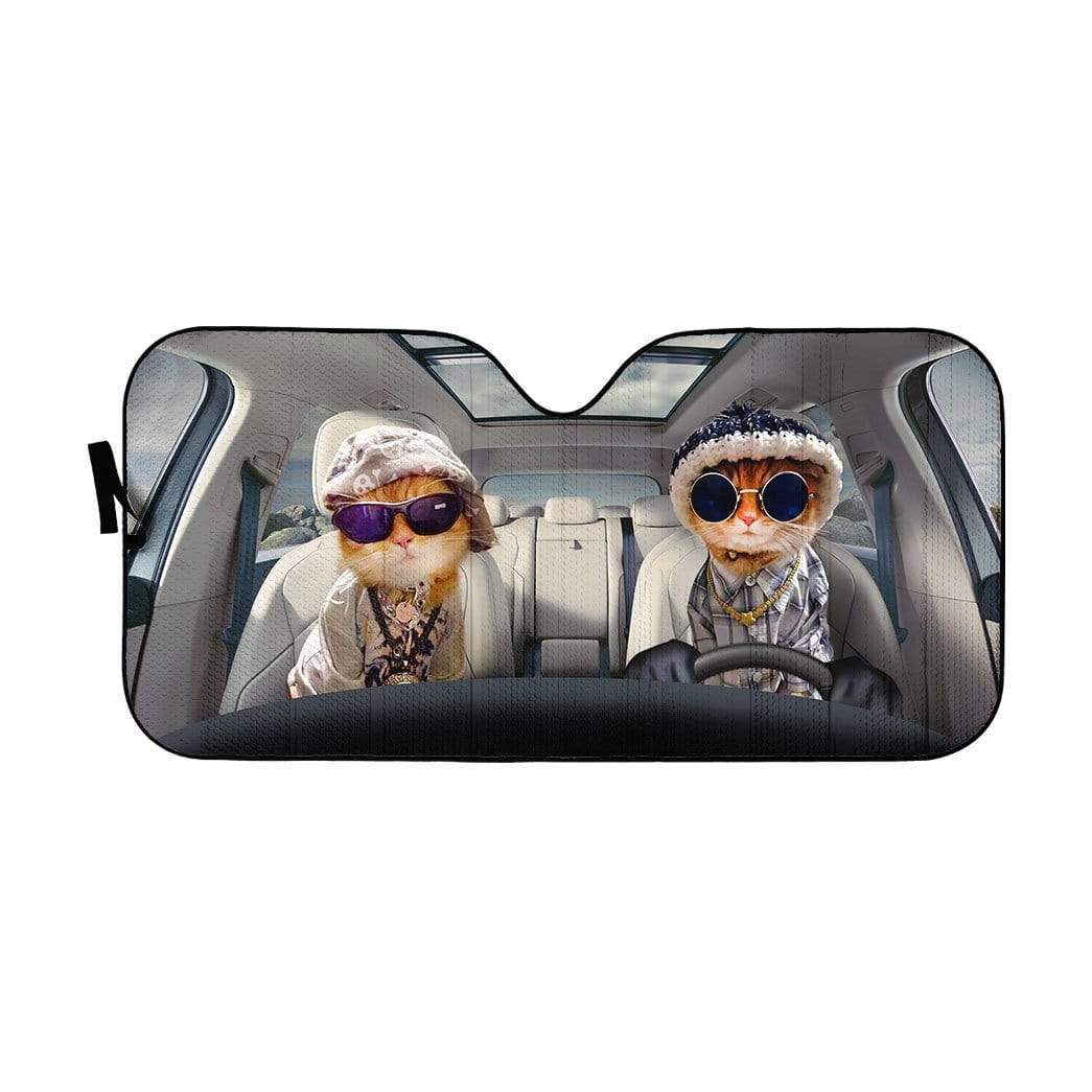 Gearhumans 3D Cool Yellow Cats Custom Car Auto Sunshade