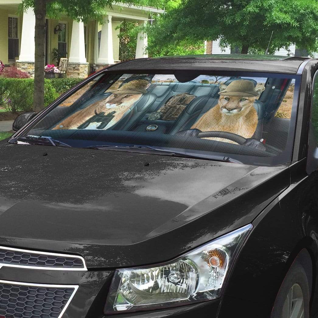 Gearhumans 3D Cougar Cat Custom Car Auto Sunshade