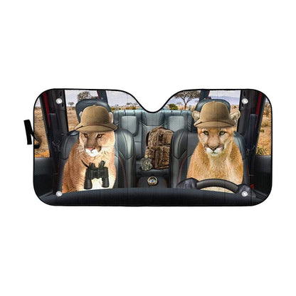 Gearhumans 3D Cougar Cat Custom Car Auto Sunshade