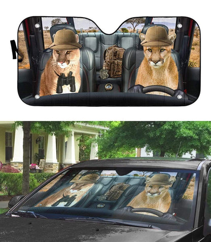 Gearhumans 3D Cougar Cat Custom Car Auto Sunshade