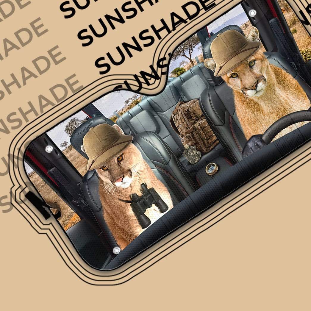 Gearhumans 3D Cougar Cat Custom Car Auto Sunshade