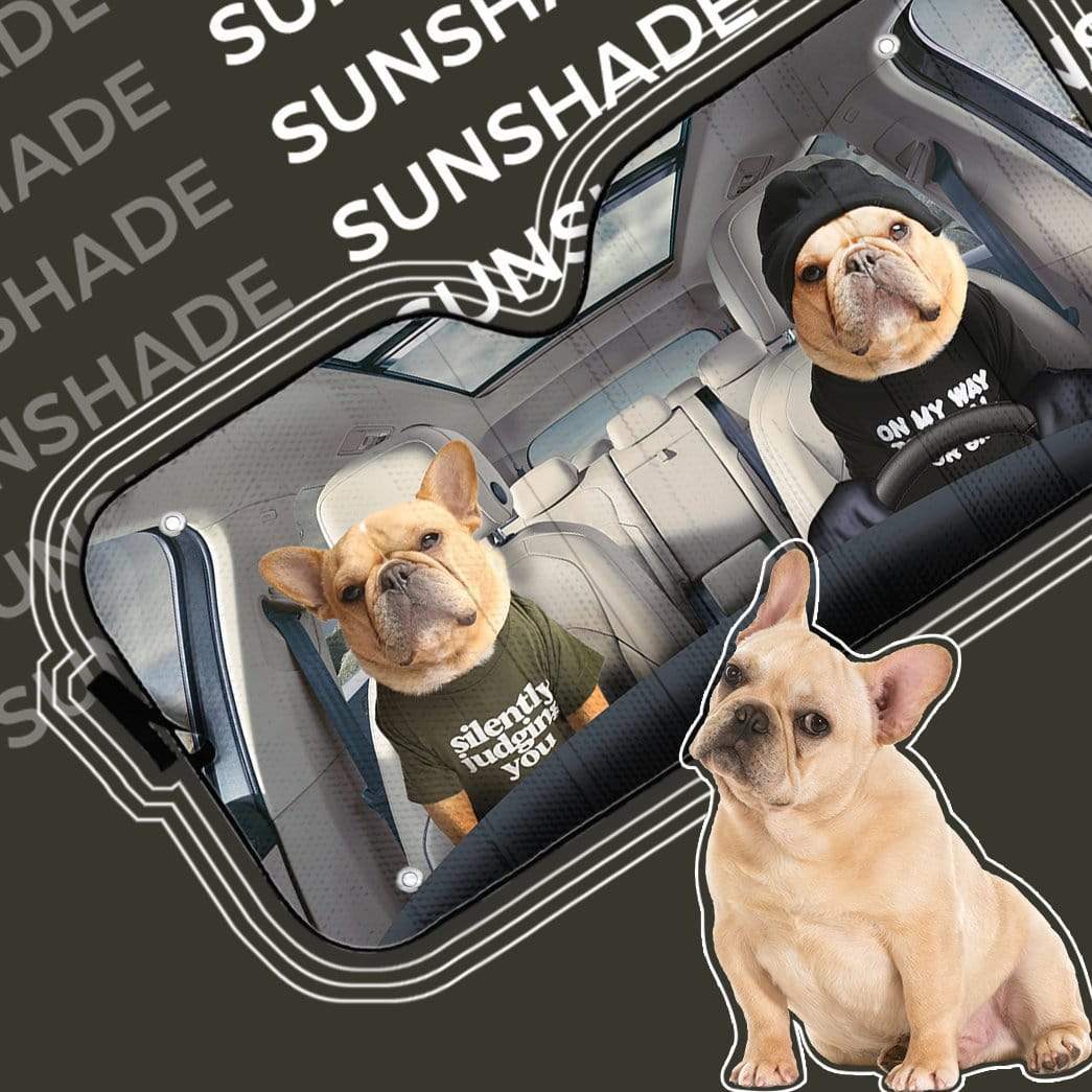Gearhumans 3D Couple Bulldogs Custom Car Auto Sunshade
