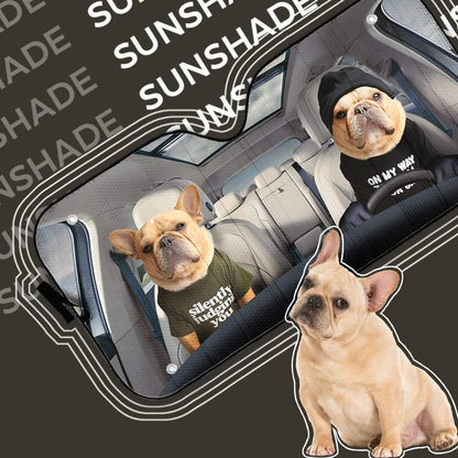 Gearhumans 3D Couple Bulldogs Custom Car Auto Sunshade
