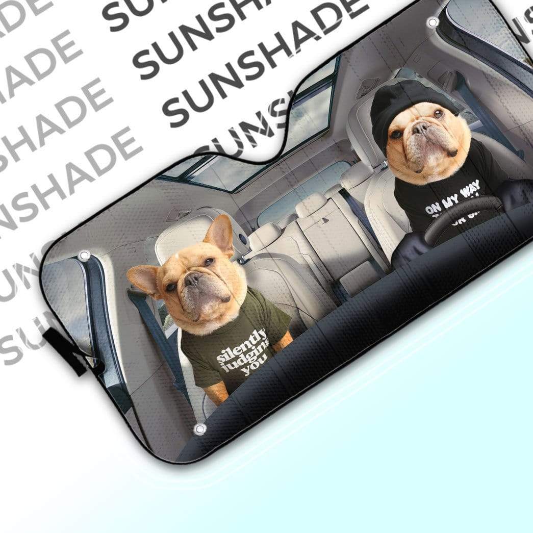Gearhumans 3D Couple Bulldogs Custom Car Auto Sunshade