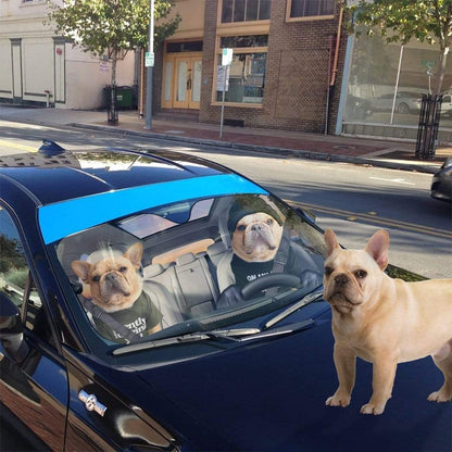 Gearhumans 3D Couple Bulldogs In Car Custom Car Auto Sunshade