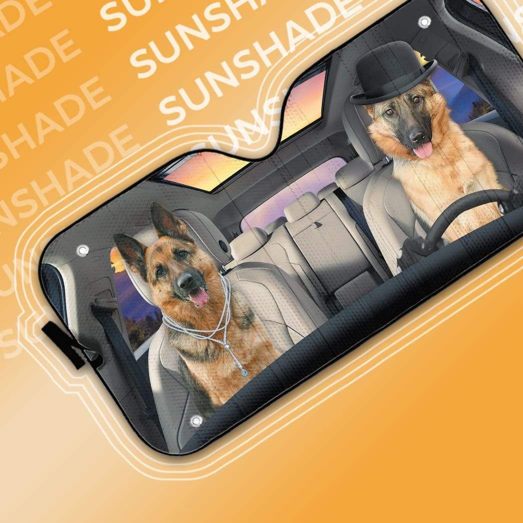 Gearhumans 3D Couple German Shepherd Dog Custom Car Auto Sunshade