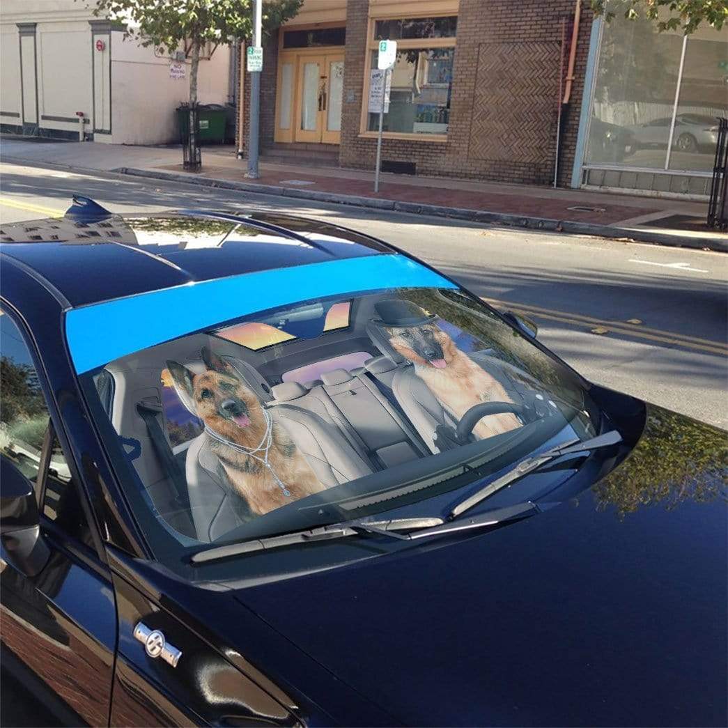 Gearhumans 3D Couple German Shepherd Dog Custom Car Auto Sunshade