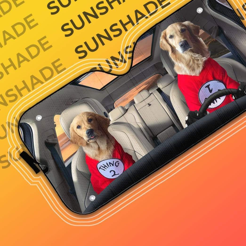 Gearhumans 3D Couple Golden Retrievers Custom Car Auto Sunshade
