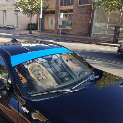 Gearhumans 3D Couple Lion Custom Car Auto Sunshade