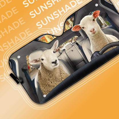 Gearhumans 3D Couple Of Goat Custom Car Auto Sunshade