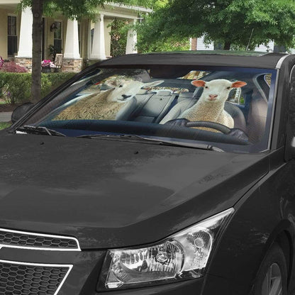Gearhumans 3D Couple Of Goat Custom Car Auto Sunshade