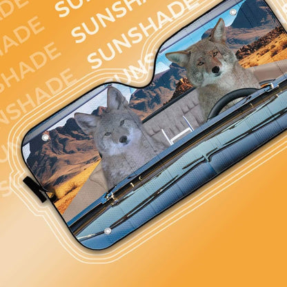 Gearhumans 3D Coyote Couple Custom Car Auto Sunshade