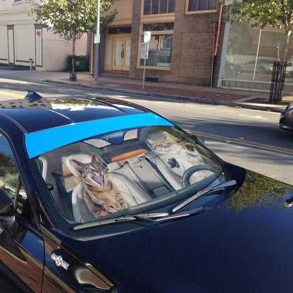 Gearhumans 3D Crazy Cats Custom Car Auto Sunshade