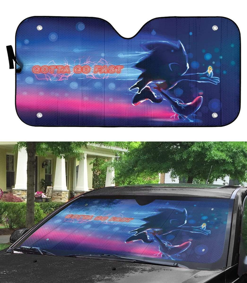 Gearhumans 3D Custom Car Auto Sunshade Gotta Go Fast