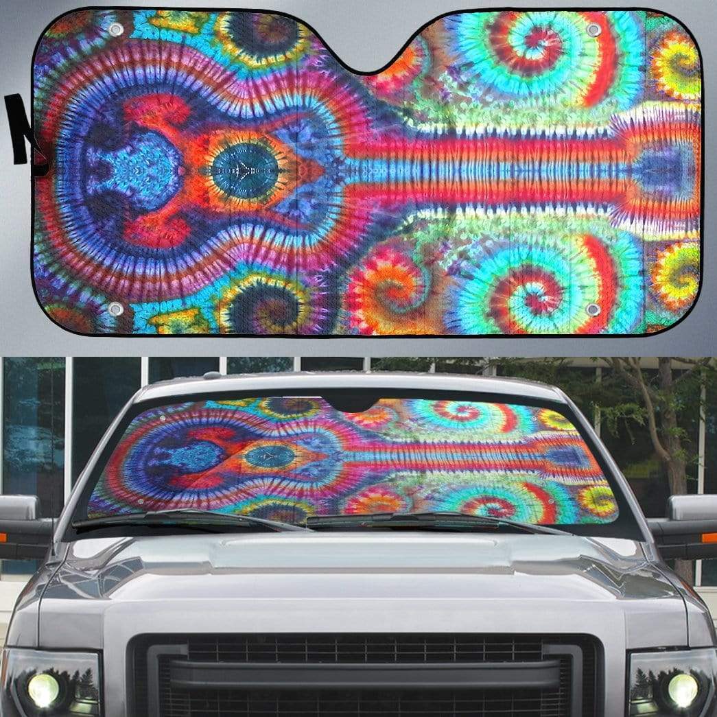 Gearhumans 3D Custom Car Auto Sunshade Hippie Mandala Guitar