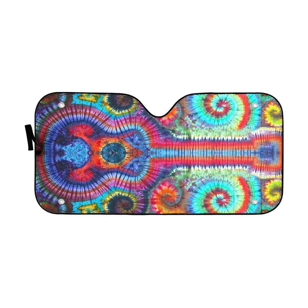 Gearhumans 3D Custom Car Auto Sunshade Hippie Mandala Guitar