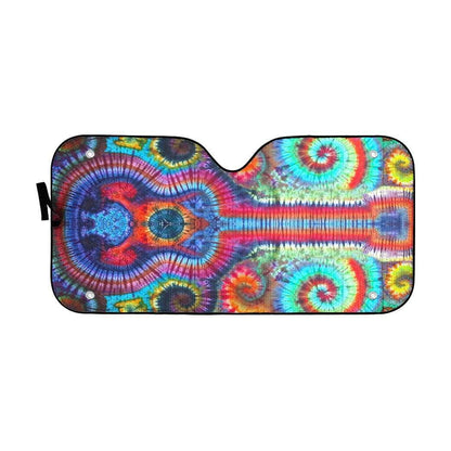 Gearhumans 3D Custom Car Auto Sunshade Hippie Mandala Guitar